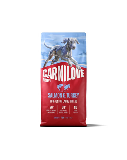 CARNILOVE Active Dog Salmon & Turkey 12 kg Junior Large Breeds łosoś i indyk, dla dorastających juniorów ras dużych