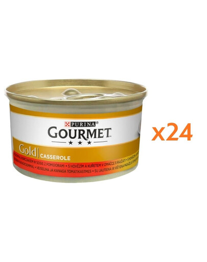 GOURMET Gold Casserole z wołowiną i kurczakiem w sosie 24x85 g