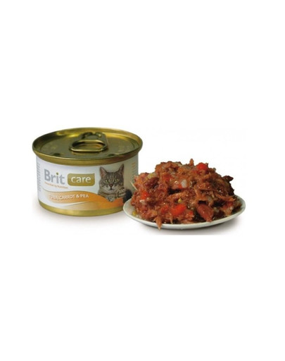 BRIT Care Cat konservai katėms su tunais, morkomis ir žirniais 80 g