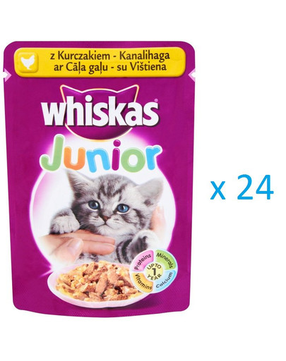 WHISKAS Saszetka junior drób 100g x24