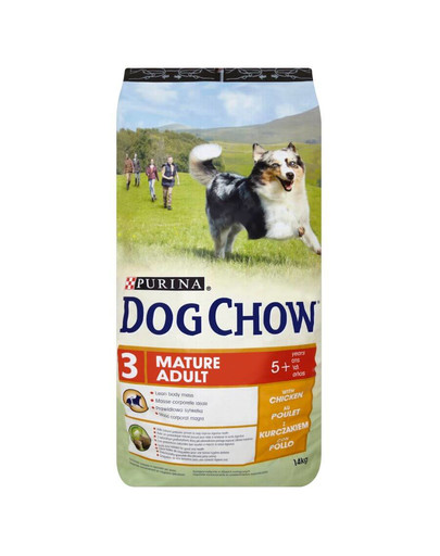 Purina Dog Chow Nobriedušiem, pieaugušiem suņiem 5+ vistas gaļa 14 kg