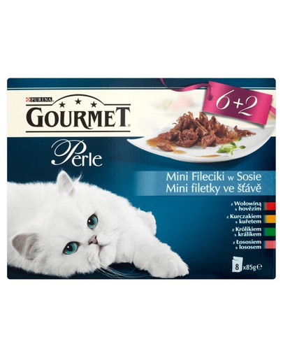 GOURMET Perle Mini File konservai su jautiena padaže 85 g Mix 6+2 DOVANŲ