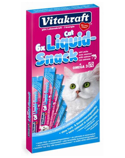 VITAKRAFT Cat Liquid Snack 6ks losos+Omega3