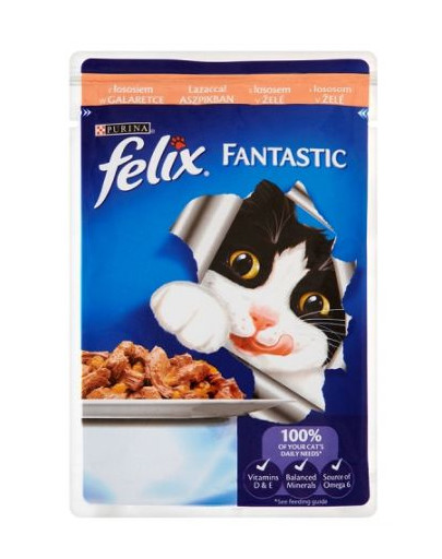 FELIX Fantastic konservai katėms su lašiša drabučiuose 100 g