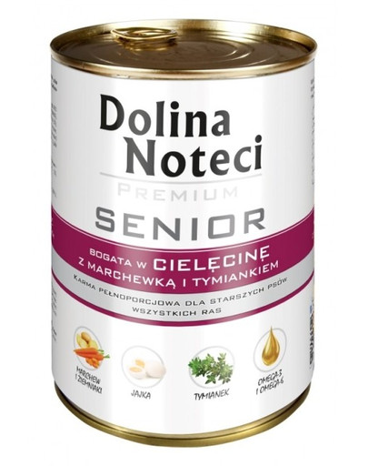 Dolina Noteci Premium Senior su veršiena, morkomis ir česnakais 400 g