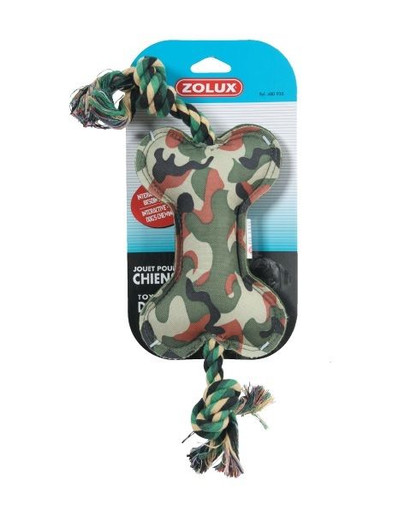 Zolux žaisliukas šunims Kamufležinės kaulas su virvėmis ir garsu
