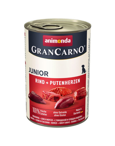 Animonda Grancarno Junior konservi jaunajiem suņiem ar liellopa un tītara sirsniņām 400 g