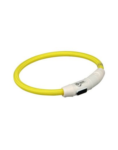 Trixie spīdoša kakla siksna ar USB L–XL 65 cm / 7 mm dzeltena