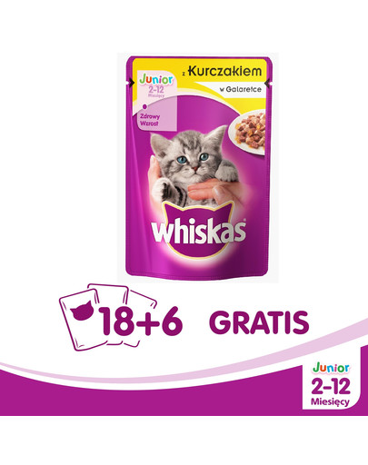 WHISKAS Junior konservai su vištiena 100 g x24
