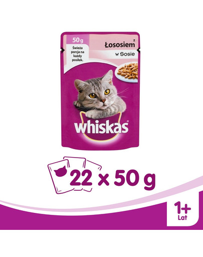 Whiskas Mini konservai su lašiša 50 g X 22