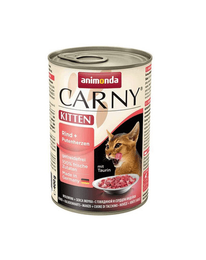 Animonda Carny Kitten ar liellopa gaļu un tītara sirdīm 400 g