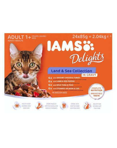 Iams Delights Adult All Breeds Land&Sea in gravy  24 X 85 g