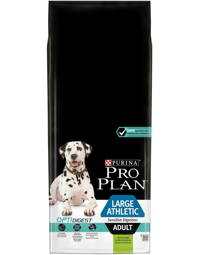 Purina Pro Plan Large Athletic pieaugušiem suņiem ar jutīgu gremošanas sistēmu Optidigest ar jēra gaļu, 14 kg