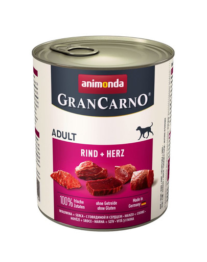 Animonda Grancarno pieaugušiem suņiem liellopu gaļas un sirds barība 800g