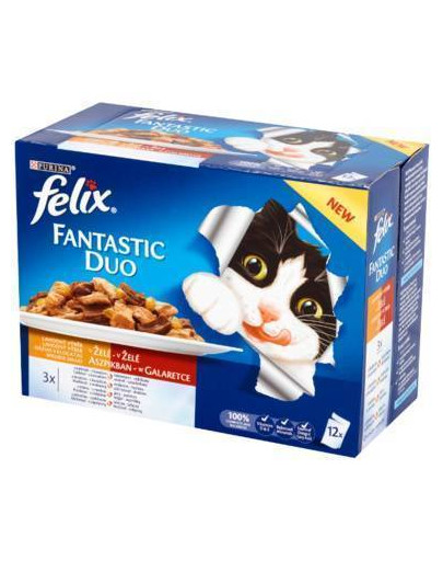 FELIX Fantastic Duo konservai drebučiuose 12 X100 g