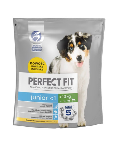 Perfect Fit Junior (< 1 metai) ėdalas praturtintas vištiena vidutinių ir didelių veislių šunims 1.4 kg