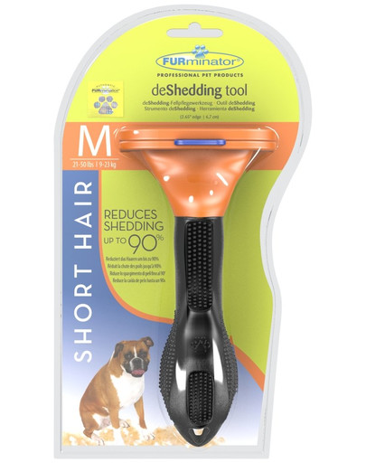 Šukos Furminator Dog deShedding furminatorius trumpaplaukiams vidutinių veislių šunims - M