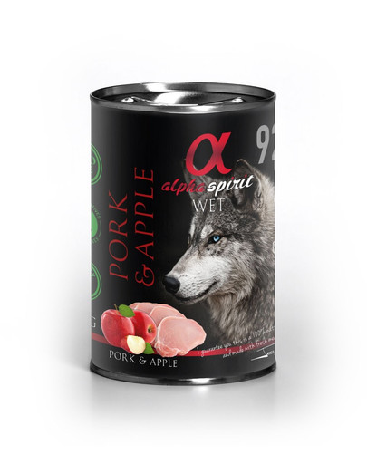 ALPHA SPIRIT konservai šunims su kiauliena ir obuoliais  400 g x 6 vnt.