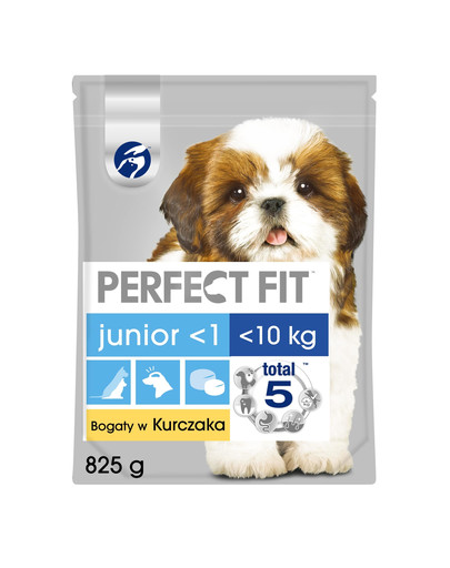 PERFECT FIT (Junior) 5x825g ar vistas gaļu bagāta sausā barība mazo šķirņu suņiem