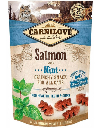 CARNILOVE Crunchy snacks kraukšķīgi kārumi ar lasi un piparmētru 50 g