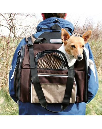 Trixie ceļojumu mugursoma-soma suņiem brūna-bēša