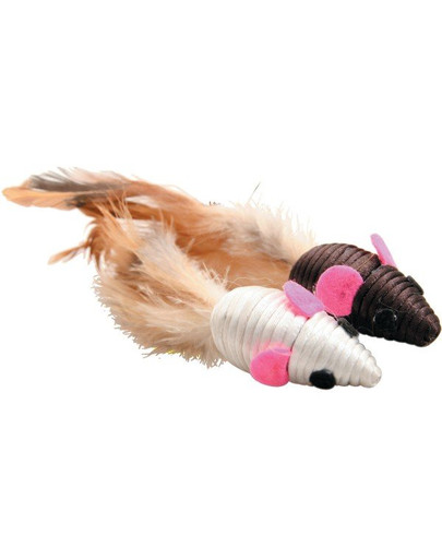 Zolux rotaļlietas kaķiem - 2 peles ar spalvām 5 cm