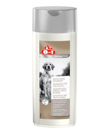 8in1 White Pearl šampūns suņiem ar gaišu spalvu, 250 ml