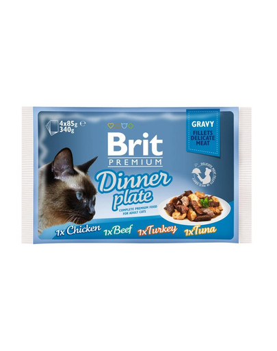 BRIT Premium kaķu barība kaķiem, fileja mērcē 340 g (4x85 g)