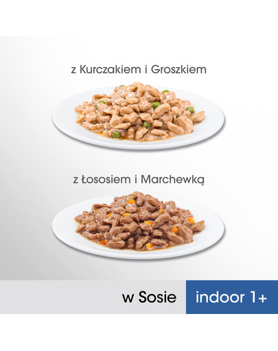 PERFECT FIT Indoor 1+ Šlapio kačių maisto konservai vištiena ir lašiša 4 * 85 g