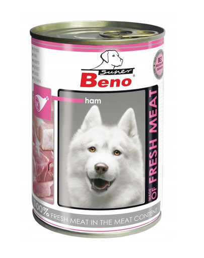 BENEK Super BENO ar šķiņķi, mitrā barība pieaugušiem suņiem 400 g