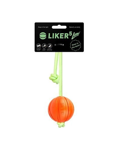 LIKER LUMI suņu bumbiņa ar spīdīgu auklu 5 cm