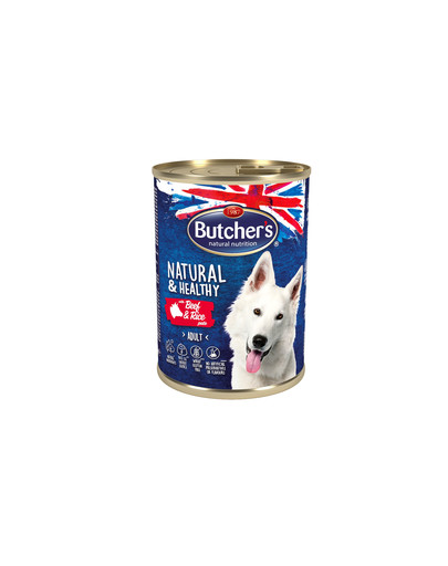BUTCHER'S Natural&Healthy Dog ar jēra gaļu un rīsiem, pastēte 390 g