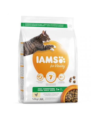 IAMS for Vitality Chicken Suaugusių kačių maistas su vištiena 1,5 kg x 4