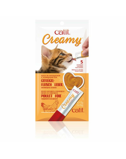 CATIT Skanėstas putėsiai katėms su vištiena ir kepenėlėmis 75 g x 5 vnt,