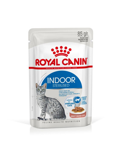 ROYAL CANIN Sterilised Indoor in Gravy 12 x 85 g mitrā barība kastrētiem mājas kaķiem