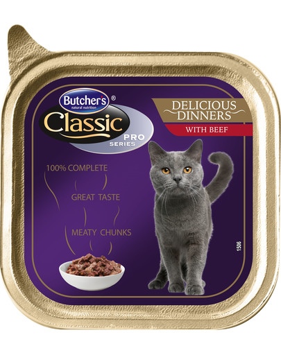 BUTCHER'S Classic Delicious Dinner Cat ar liellopa gaļas gabaliņiem mērcē100 g