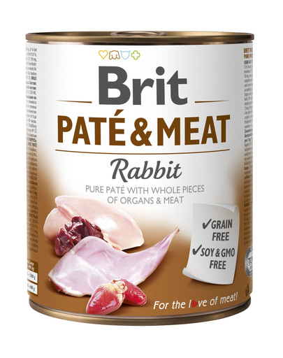 BRIT Pate & meat rabbit 800 g šlapias šunų maistas trušiėna