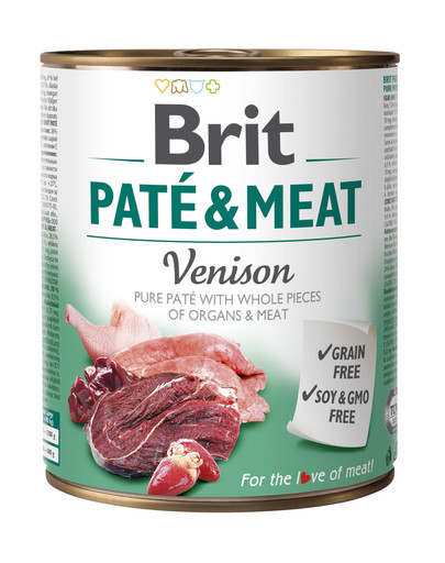 BRIT Pate & meat venison 800 g mitrā barība ar brieža gaļu suņiem