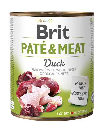 BRIT Pate & meat duck 800 g tīras pīles gaļas mitrā barība suņiem