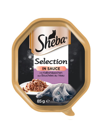 SHEBA Selection 85g su veršiena - šlapias kačių maistas padaže