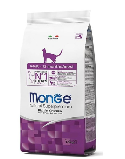 MONGE Cat Adult kaķu barība pieaugušiem kaķiem ar vistu 400g