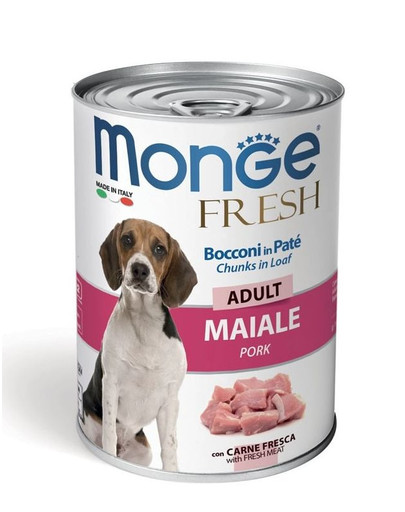 MONGE Fresh Dog Suņu barība ar cūkgaļu mīklā 400g