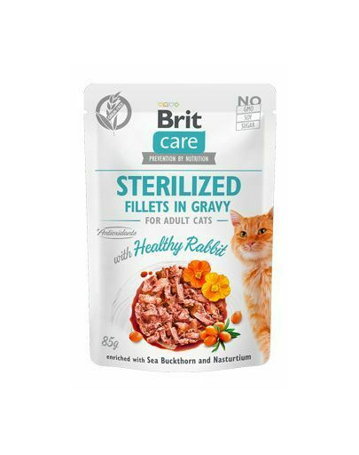 BRIT Care Cat Fillets in gravy Sterilised 85 g trušu fileja mērcē kastrētiem kaķiem