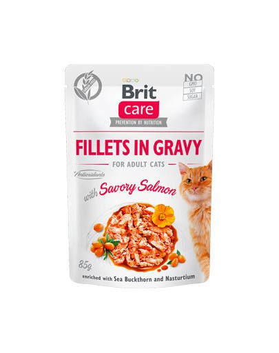 BRIT Care Cat Fillets in gravy savory salmon 85 g laša fileja mērcē