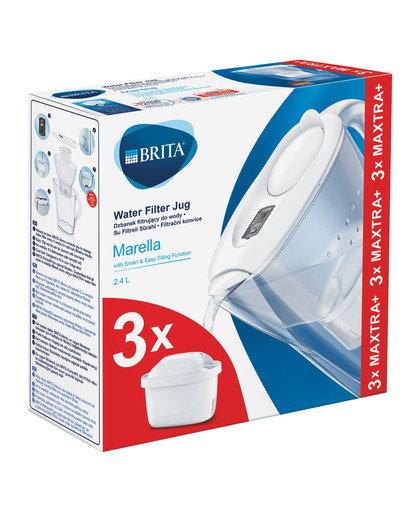 BRITA Marella Maxtra+ ūdens filtra krūze 2,4 l balta + 3 filtri