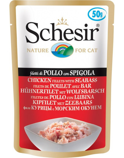 SCHESIR Vistas gaļa ar jūras asariem, papildbarība kaķiem 50 g