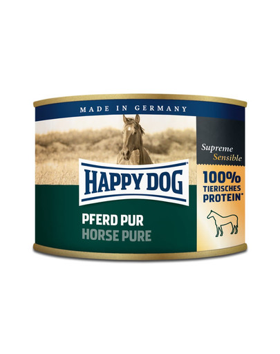 HAPPY DOG Pferd Pur Zirga gaļas mitrā barība ar tīru zirga gaļu 200 g
