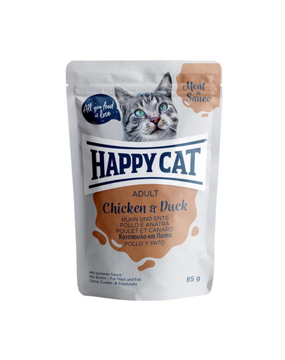 HAPPY CAT Meat in sauce Adult Huhn & Truthahn 85 g mājputnu gaļa un pīle