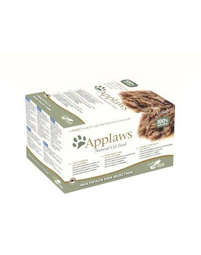 APPLAWS Cat Pot Multipack 4 x (8 x 60 g) Fish Selection mitrā kaķu barība ar zivīm