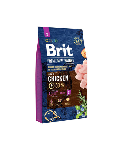 BRIT Premium By Nature Adult Small S 8 kg + 6 x 800 g BRIT mitrā barība ar vistas gaļu un sirdīm
